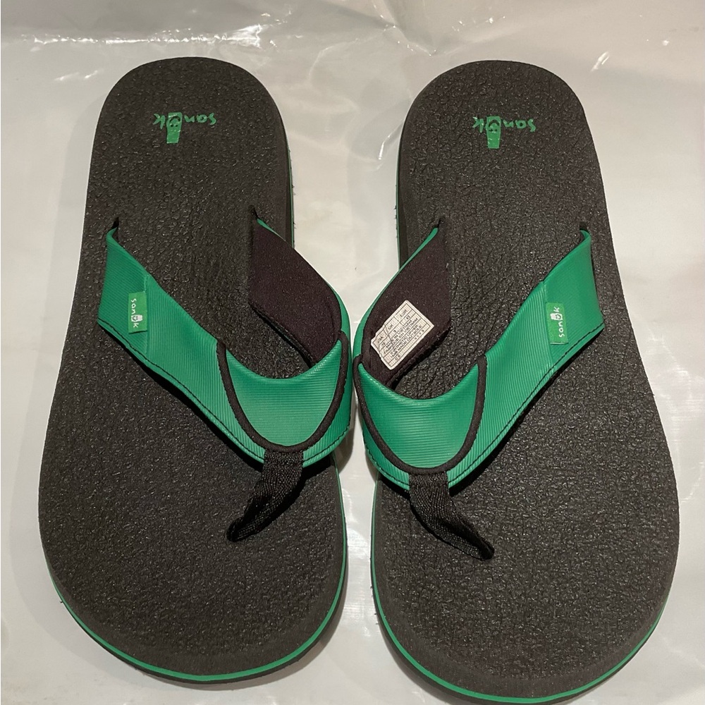 Sanuk Black and Green Sandals